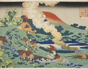 Mount Fuji-kunstafdruk | Japans landschap | Hokusai-print | Vintage schilderij | Muurkunst | Ukiyo-e-stijl