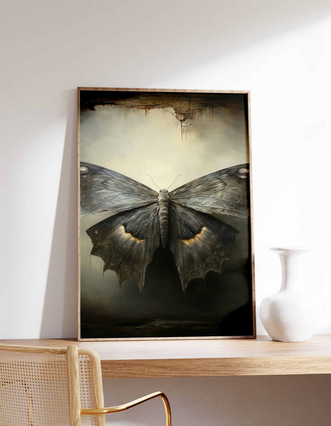 Moth Illustration | Cottagecore Wall Art | Moody Botanical Wall Art ...