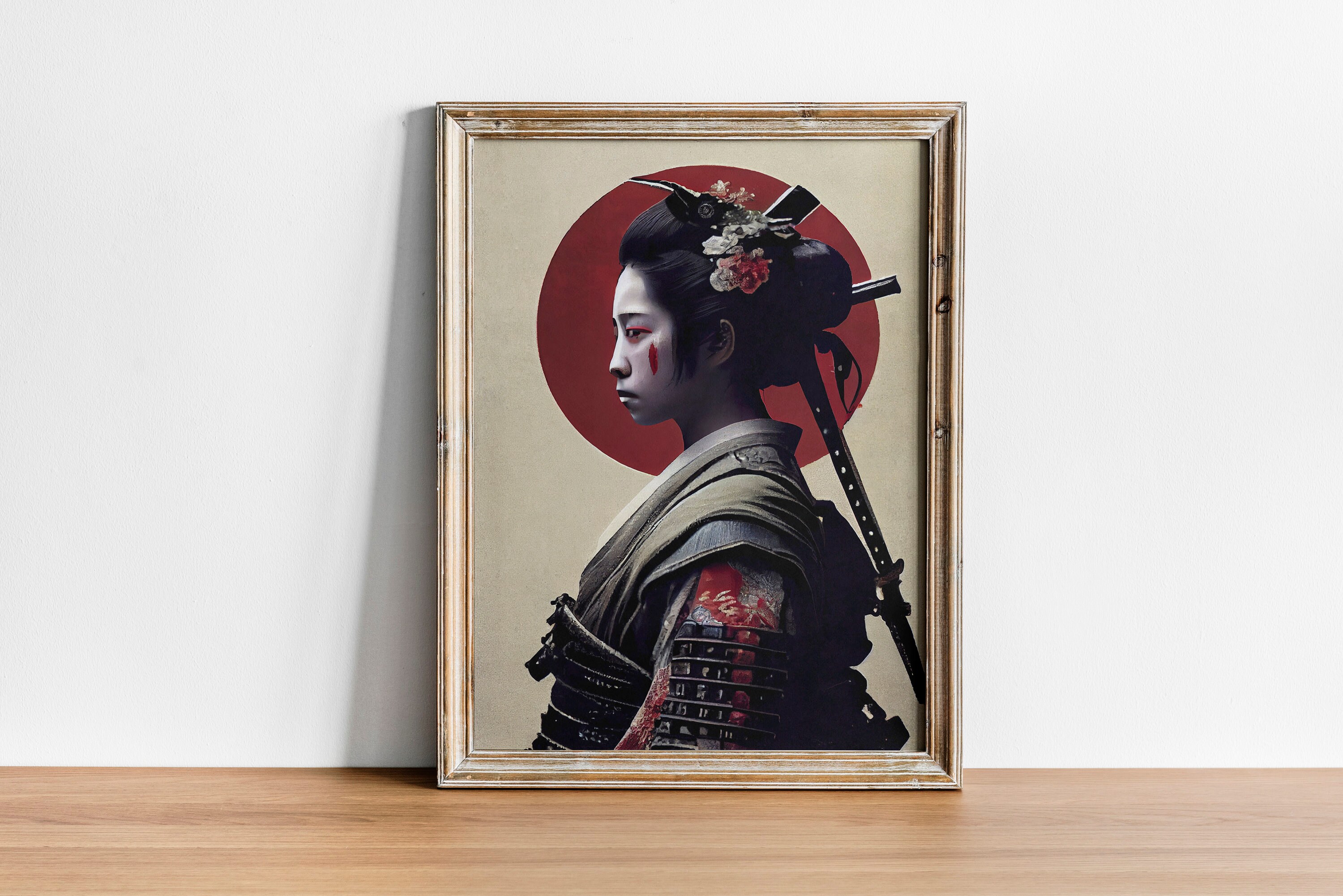 Geisha Samurai Poster | Vintage Female Warrior Print | Japanese Wall ...