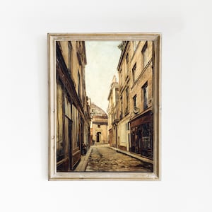 Vintage Building Painting | France Architecture Poster | Paris Street Scene Painting | Parisian Wall Art | Antique Print | Home Decor