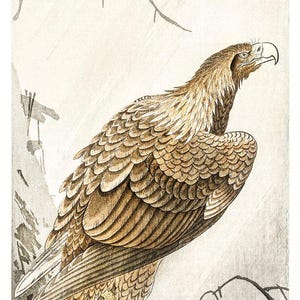 Katsushika Hokusai | Impression d&#39;art aigle | Oeuvre d&#39;art branche de pin | Art mural Hokusai | Tableau vintage