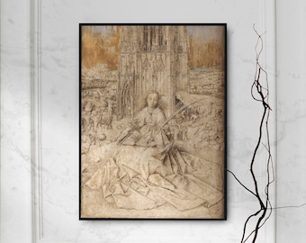Jan Van Eyck - Saint Barbara of Nicodemia (1437) - Home Decor Poster Painting Photo Art Print Gift - 12x18, 12x17, 18x24, 20x30, 24x36