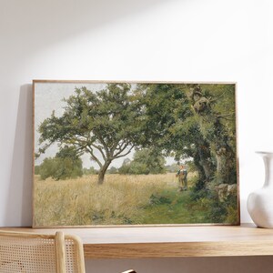 Hugh Bolton Jones - Paisagem da Bretanha (1877) | Pôster vintage | Paisagem antiga, pintura de prado, pintura de campo de trigo, paisagem campestre