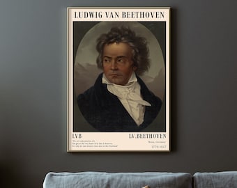 Ludwig van Beethoven Poster - Art Print Photo Gift Quote Modern Wall Home Bedroom Decor - Portrait Classical Music Musician Composer