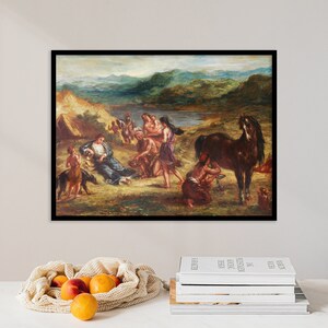 Eugène Delacroix - Owidiusz wśród Scytów (1862) | Plakat krajobrazowy Sztuka ścienna Wydruk górski Jezioro Vintage Malarstwo Dom Prezent Dekoracja
