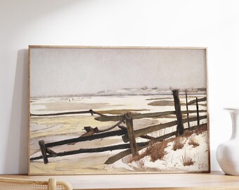 Laurits Andersen Ring - Thaw (1901) | Vintage Poster | Snow Vintage Painting, Winter Print, Antique Meadow Landscape, Winter Landscape, Gift