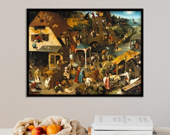 Pieter Bruegel The Elder - The Dutch Proverbs (1559) - Reproduction of a Classic Painting - Photo Poster Print Fine Art Gift - Peter Brugel