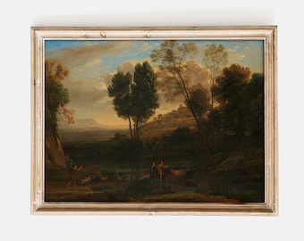 Claude Lorrain - Sunrise (1646) | Vintage Landscape Rustic Field Wall Art Print Poster Painting Antique Home Decor | 17th Century