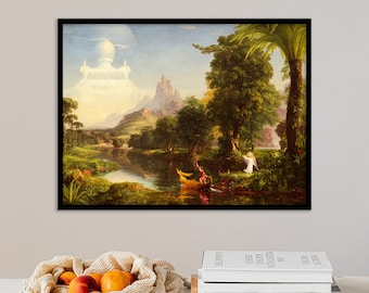 Thomas Cole - El viaje de la vida / Juventud (1842) - Póster fotográfico de pintura clásica, impresión artística, regalo, arte de pared, decoración del hogar - Cuatro etapas de la vida