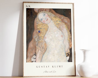 Gustav Klimt - Adam and Eve | Exhibition Poster | Gustav Klimt Wall Art | Art Nouveau Wall Art | Modern Decor | Living Room Wall Art