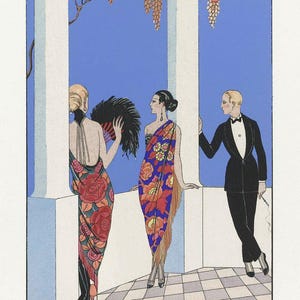 Lámina artística de George Barbier / Póster de El gusto por las bufandas / Lámina vintage / Ilustración de moda / Obra de arte de 1922