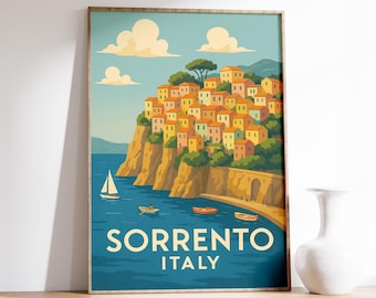 Sorrento Italy Poster, Amalfi Coast Print, Sorrento Wall Art, Coastal Italy Decor, Sorrento Travel Gift