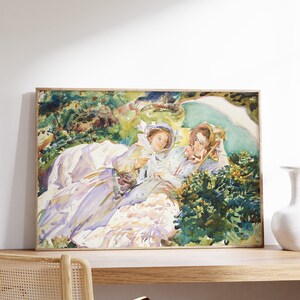 John Singer Sargent - The Tease (1911) | Vintage Poster | Watercolor Woman Portrait Print, Victorian Wall Decor, Landscape Fine Art