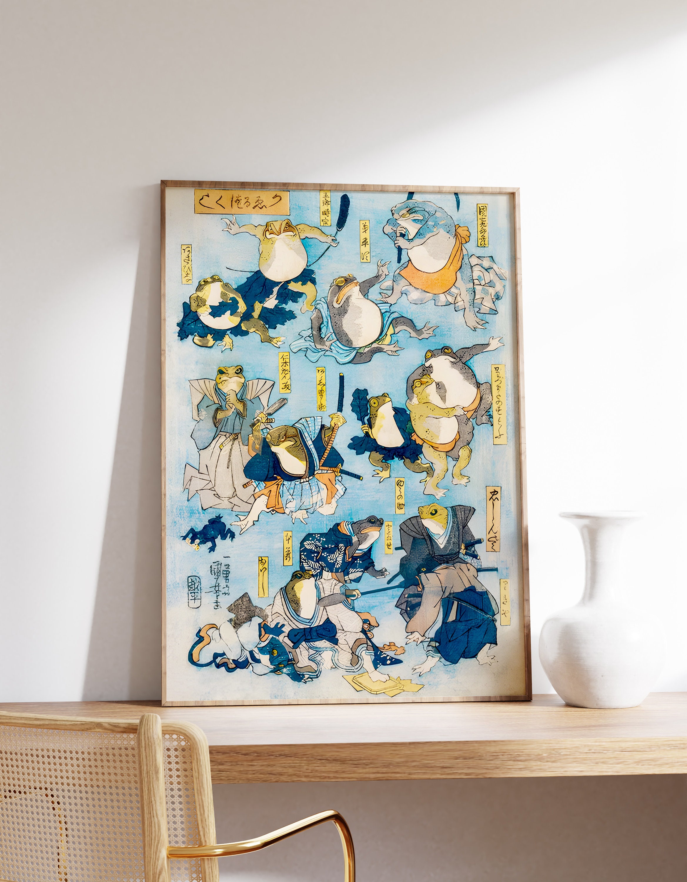 Woodblock Hero Frogs | Funny Frog Print | Japanese Wall Art