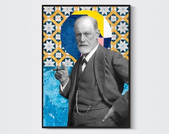 Sigmund Freud Art Print - Philosoph Poster, Psychoanalytik, Therapie, Psychiatrie, Biologie, intellektuell - Foto Poster Geschenk Wanddeko