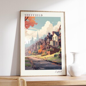 England Travel Poster | England Travel Print | England Wall Decor | Sheffield Poster | Travel Print