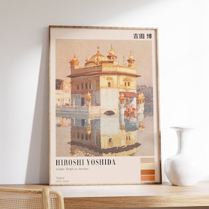 Japanese Exhibition Poster | Hiroshi Yoshida Print | Golden Temple in Amritsar | Indian Wall Art Print | Japanese Wall Art | Japanese Decor
