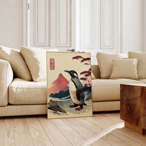 Premium Print | Penguin Poster | Japanese Painting | Mid Century | Ukiyo-e Painting | Fine Art Print | Museum Quality Print image 3