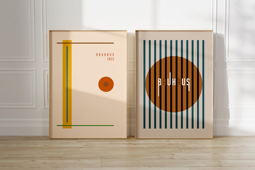Bauhaus Art Print Set of 2 | Mid Century Modern Poster | Abstract Print ...
