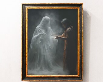 Geist mit Hexe | Hexe Ölgemälde | Vintage Poster | Kunst Poster Druck | Gothic-Victorian | Dunkle Academia