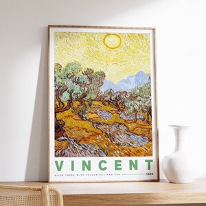 Olive Trees by Van Gogh | Exhibition Poster | Van Gogh Poster | Famous Landscape | Floral Colorful on Cottagecore Botanical Antique Painting