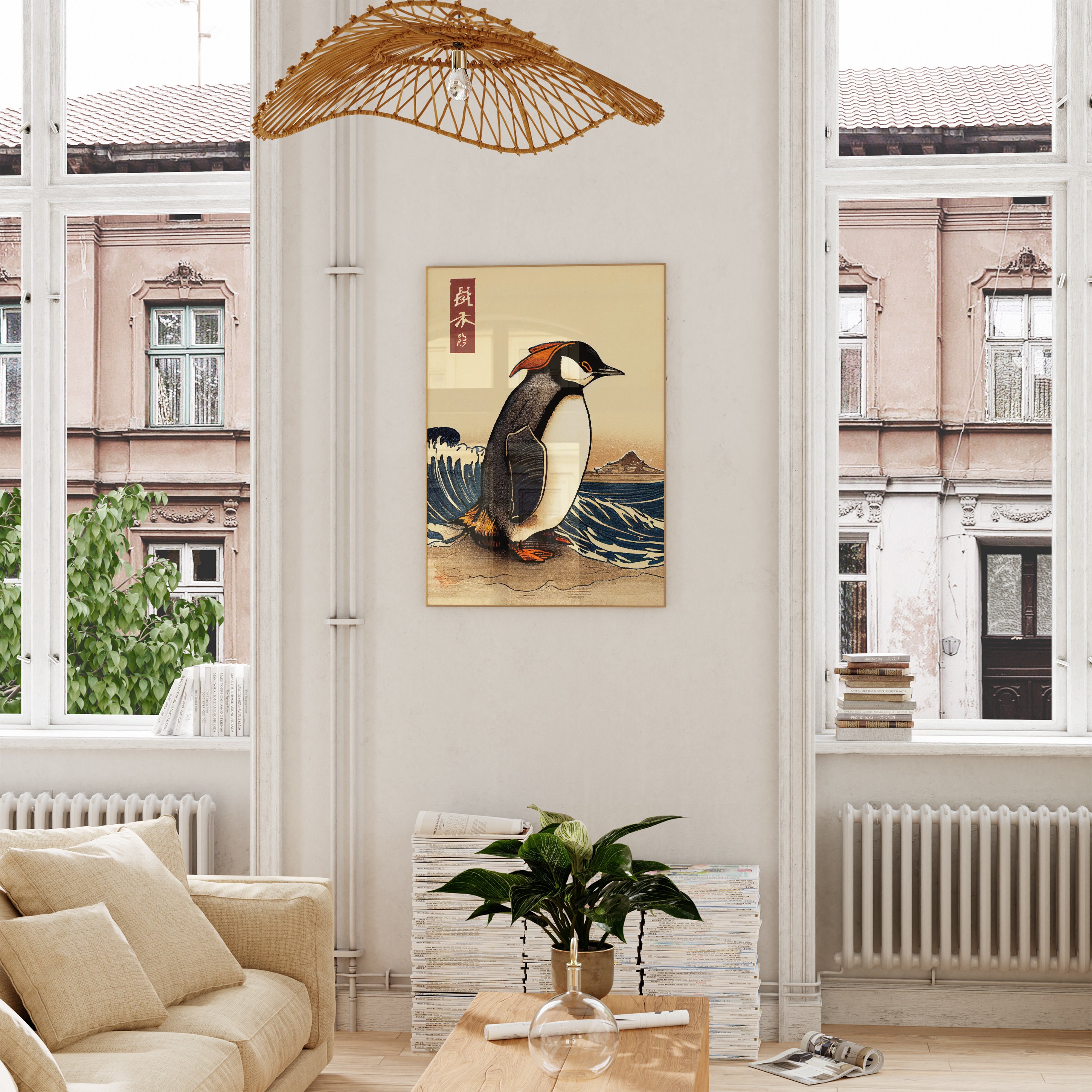 Japanese Penguin Poster | Animal Poster | Penguin Art Print