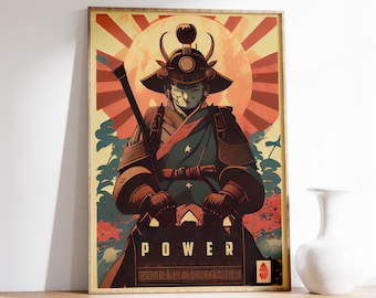 Japanese Wall Decor | Japanese Samurai Poster | Retro Warrior Print | Ukiyo-e Print | Japanese Canvas | Japanese Print | Japanese Art Canvas