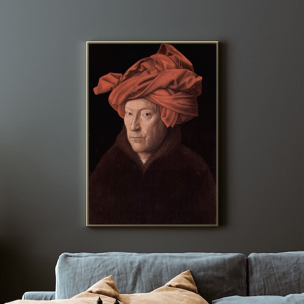 Jan Van Eyck - Portrait of a Man in Turban / Possible Self-Portrait (1433) - Poster Painting Photo Art Print Gift Home Decor - 20x30, 24x36