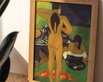 Paul Gauguin - Tahitian Women Bathing (1892) - Reproduction of a Classic Painting - Photo Poster Print Art Gift - Tahiti French Polynesia