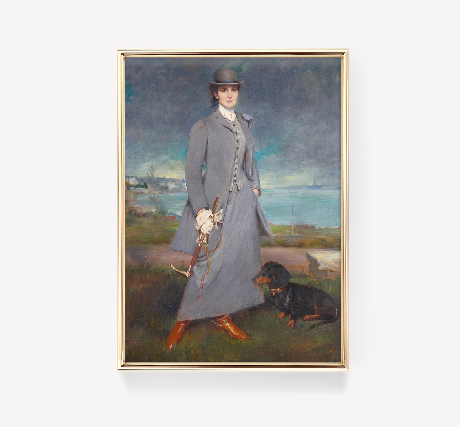 Woman With Dog Oil Painting | Victorian Wall Art | Antique Woman ...