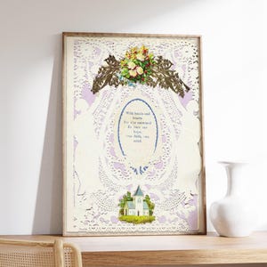 Arte de poema de amor vintage | Impressão de cartão de renda antigo | Presente de casamento romântico | Pintura vintage | Arte de parede elegante