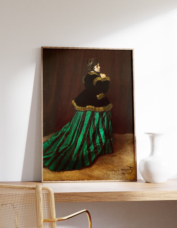 Premium Print | Claude Monet - Camille the Woman in the Green Dress (1866)  | Vintage Painting | Wall Art | Fine Art Poster - Etsy UK