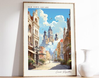 Old Town Square Travel Poster | Czech Republic Travel Decor | Czech Republic Poster | Old Town Square Print | Travel Print