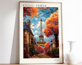 Eiffel Tower Travel Poster | France Travel Decor | France Poster | Eiffel Tower Print | Travel Print