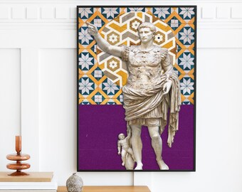Augustus Caesar Poster - Roman Emperor First Emperor of Rome - Print Abstract Poster Gift Bedroom Wall Art - Sculpture, Roman Emperor Statue