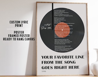Custom Lyric Print | Personalised Vinyl Print | Song Wall Art | Lyric Poster | Favourite Song Print | Custom Lyric Poster