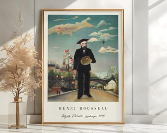 Henri Rousseau Poster, Myself Portrait Landscape, Henri Rousseau Exhibition Print, A1/A2/A3/A4, Floral Wall Art, Portrait Wall Art, Gift