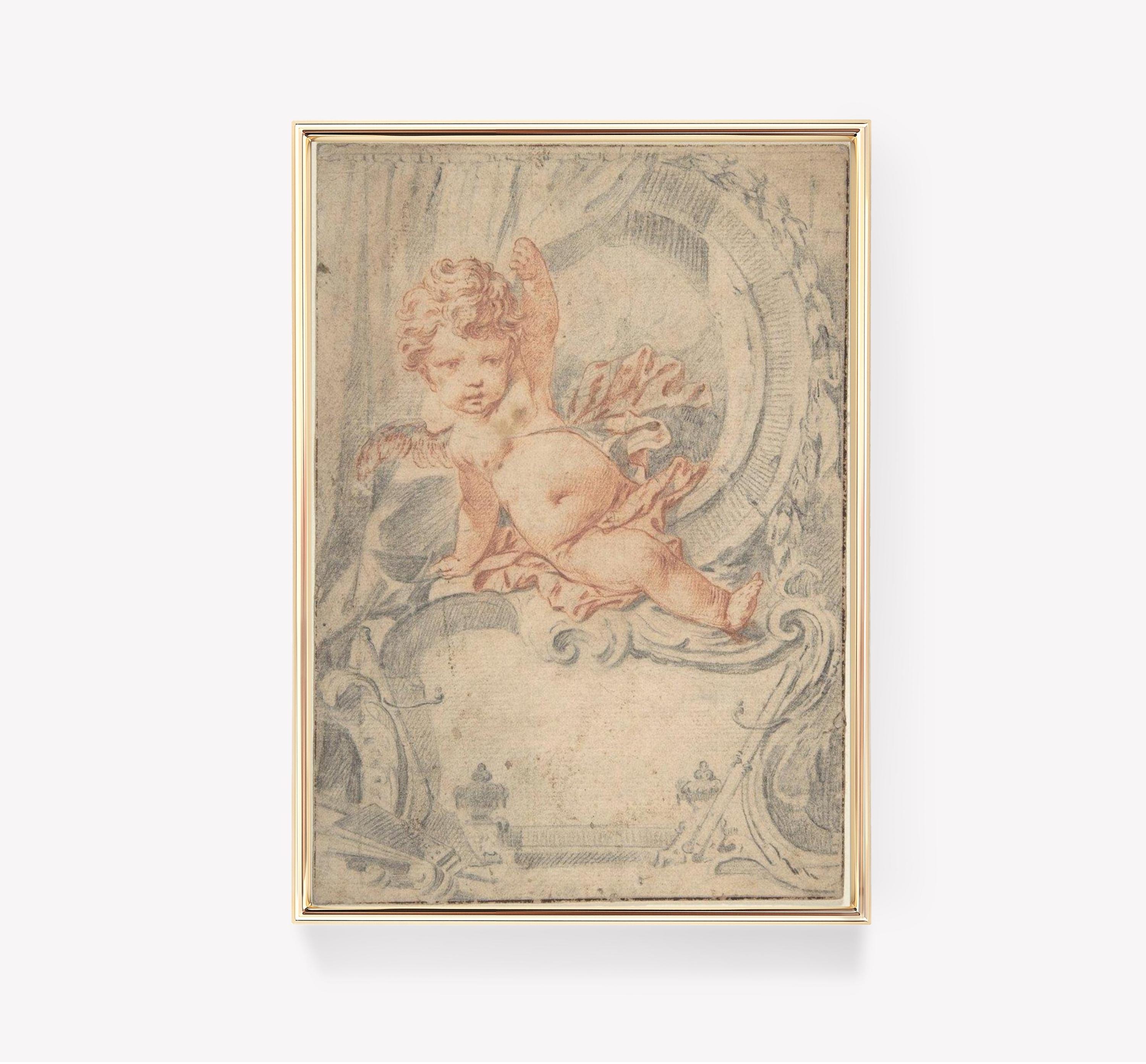 Cherub Study Print | François Boucher Art | Antique Cherub Print | Vintage Painting | Wall Art