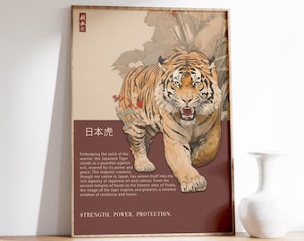 Tiger Art Print | Japanese Tiger Poster | Animal Poster | Animal Art Print | Japanese Wall Art | Ukiyo-e Print | Tiger Wall Art