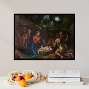 Girolamo da Carpi Girolamo Sellari The Adoration of the Shepherds 1535 Wall Art Poster Print Religious Vintage Home Decor Painting image 3