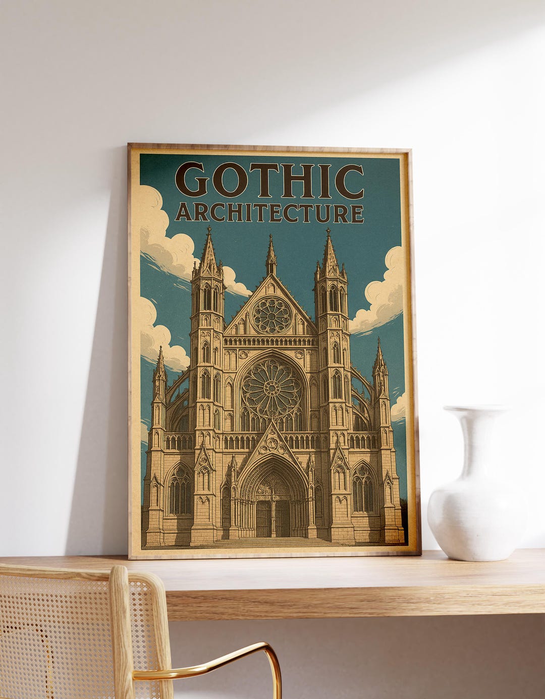 Gothic Architecture Poster, Medieval Cathedral Print, Vintage Church ...