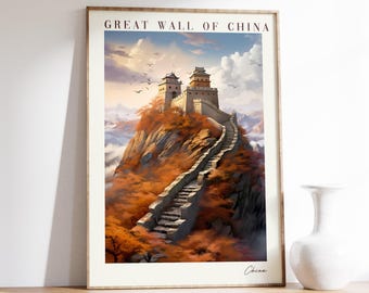 Plakat podróżniczy: Wielki Mur Chiński | Wystrój wnętrz: Chiny | Plakat z Chin | Wydruk: Wielki Mur Chiński | Wydruk podróżniczy