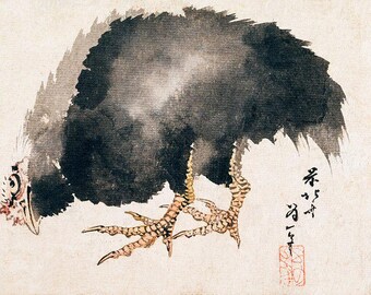 Hen And Rooster Art | Ito Jakuchu Print | Vintage Painting | Japanese Wall Decor | Vintage Print