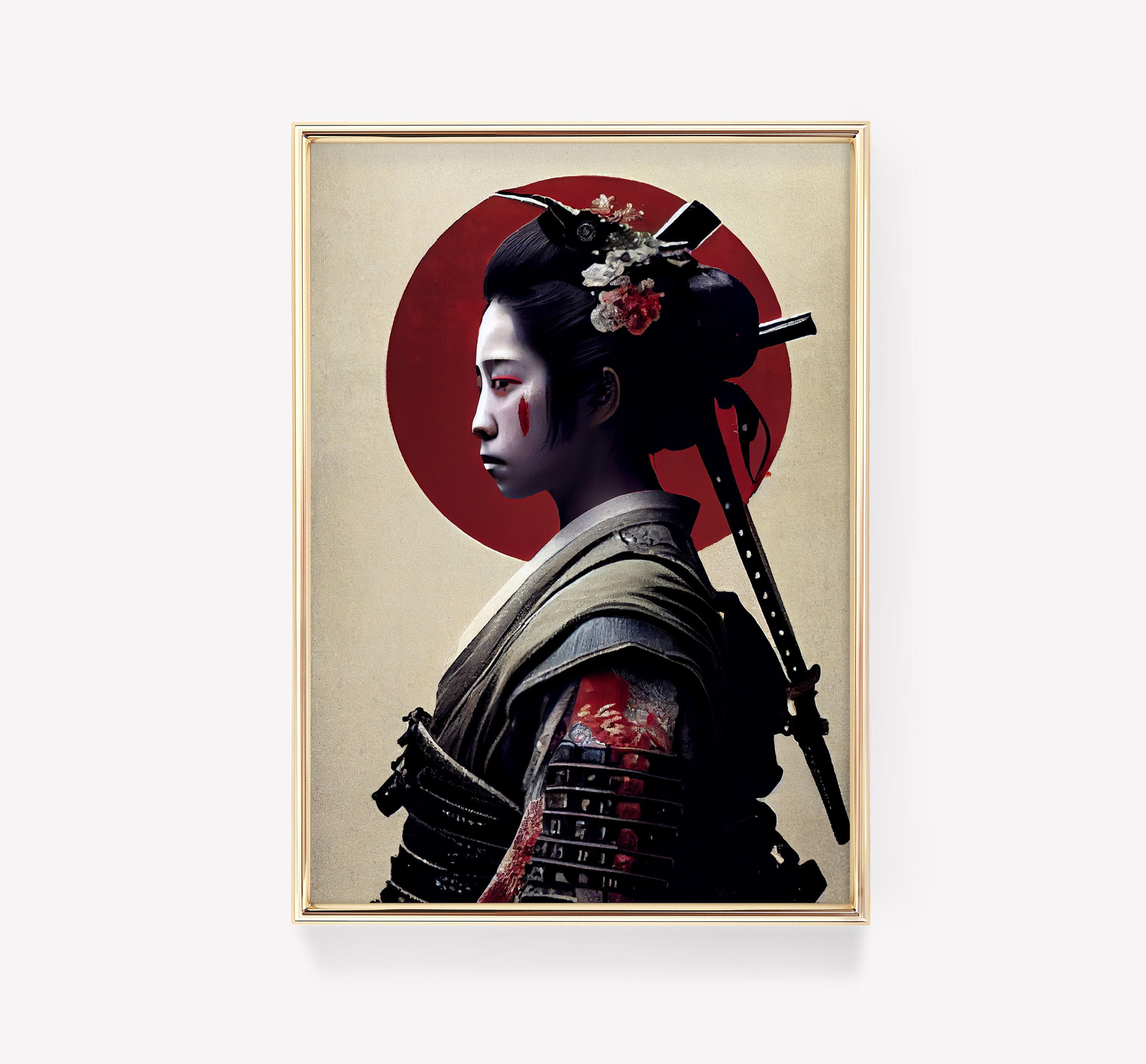 Geisha Samurai Poster | Vintage Female Warrior Print | Japanese Wall ...