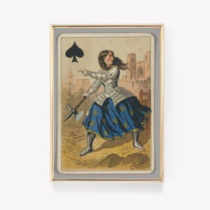 Carta da gioco vintage / Stampa di donna guerriera / Opera d'arte antica / Illustrazione retrò / Arredamento classico