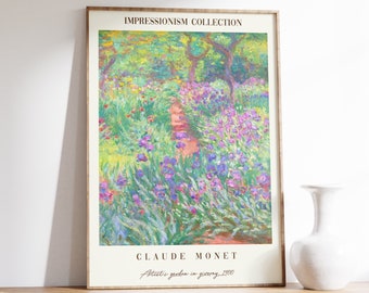 Claude Monet Exhibition Poster | The Artist’s Garden in Giverny | Monet Wall Art | Cottagecore Painting | Exhibition Print | Vintage Art