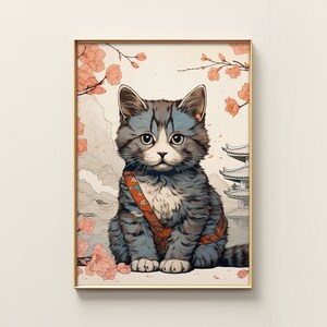 Japanese Cute Cat Poster | Animal Poster | Cute Cat Art Print | Animal ...