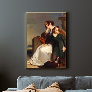 Mother and Child Painting | Mother Portrait | Child Painting | Vintage Nursery Decor | Motherhood Print | Antique Gift Wall Art Canvas