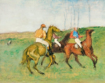 Degas Jockeys Print | Horse Racing Art | Vintage Painting | Impressionist Art | Equine Wall Art