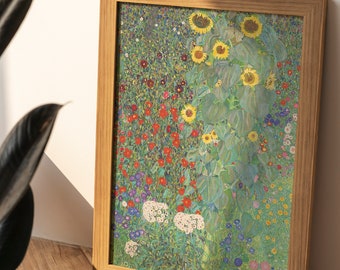 Gustav Klimt - Farm Garden with Sunflowers (1906) - Reproduction of a Classic Painting, Photo Poster Print Art Gift, Housewarming Gift